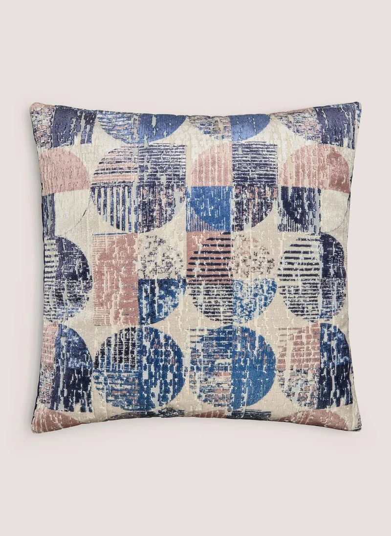 Matalan Navy Circular Geometric Velvet Cushion